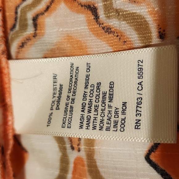 Rafaella Top - Blouse - Tunic LP Polyester Tangerine, Peach, Beige 3/4 Sleeves - Picture 9 of 10